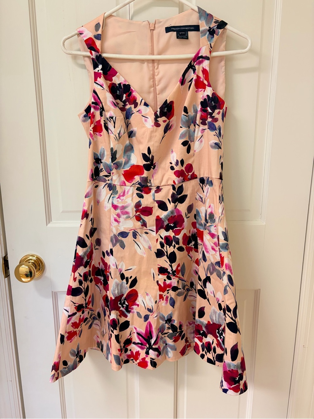 French Connection Peach Floral Fit-and-Flare Dress